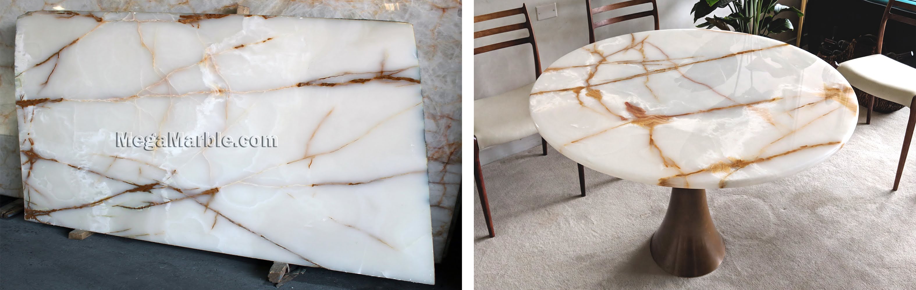 White Onyx marble slabs