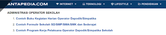 Kumpulan Contoh Administrasi Operator Sekolah Dapodik/Simpatika