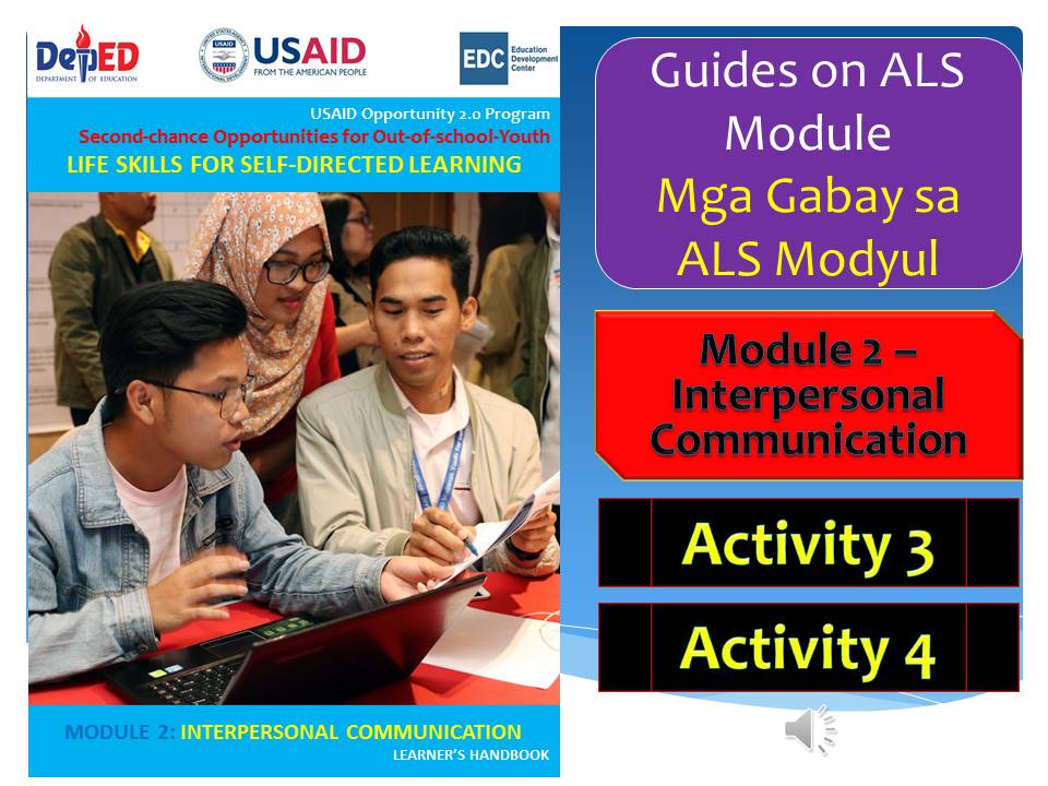 Alternative Learning System GUIDES & SAMPLE ANSWERS of Activity 3 & 4