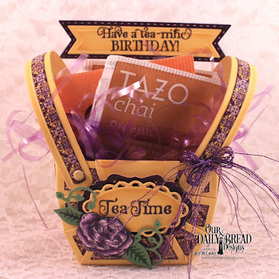 Our Daily Bread Designs Stamp Set: Tea Time, Our Daily Bread Designs Paper Collection: Whimsical Wildflowers, Plum Pizzazz, Our Daily Bread Designs Custom Dies: Bountiful Basket, Leaves & Branches, Bitty Blossoms, Pennant Flag, Double Stitched Pennant Flag, Ornate Ovals, Vintage Border
