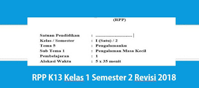 RPP K13 Kelas 1 Semester 2