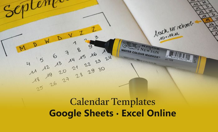 최고의 Google 스프레드시트 및 Excel 온라인 캘린더 템플릿