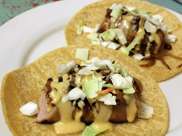 Let's get festive! (Oktoberfest Tacos with brats and beer cheese sauce)