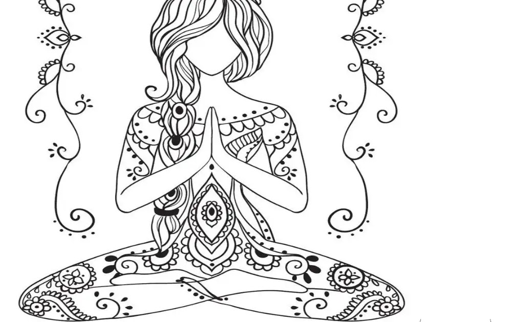 Coloring Page Of A Yoga Woman Mandala