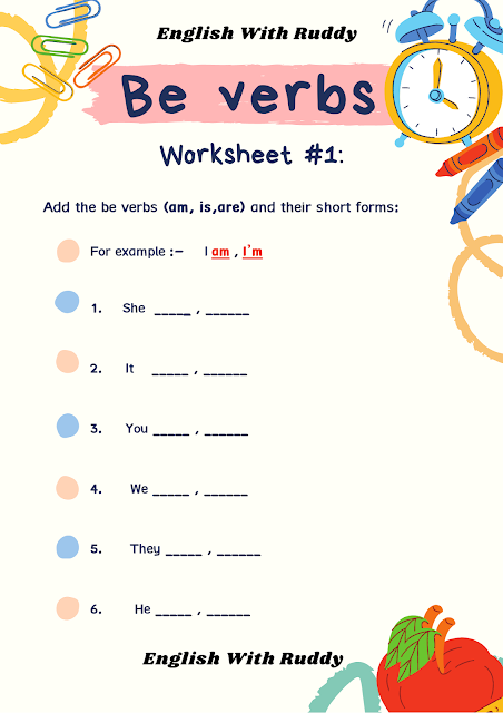 Be Verb Worksheet #1