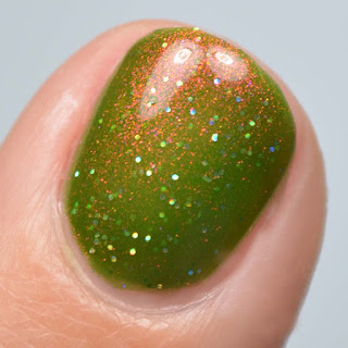 olive green nail polish with shimmer