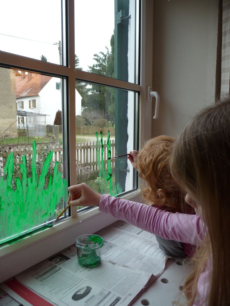 Meine grüne Wiese Blumen im Fenster