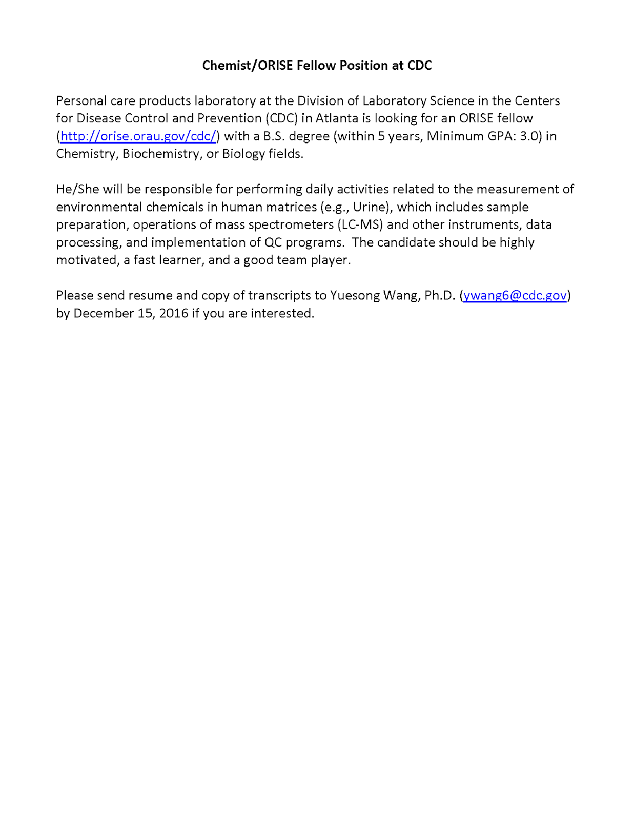 Institute of Technology School of Chemistry & Biochemistry