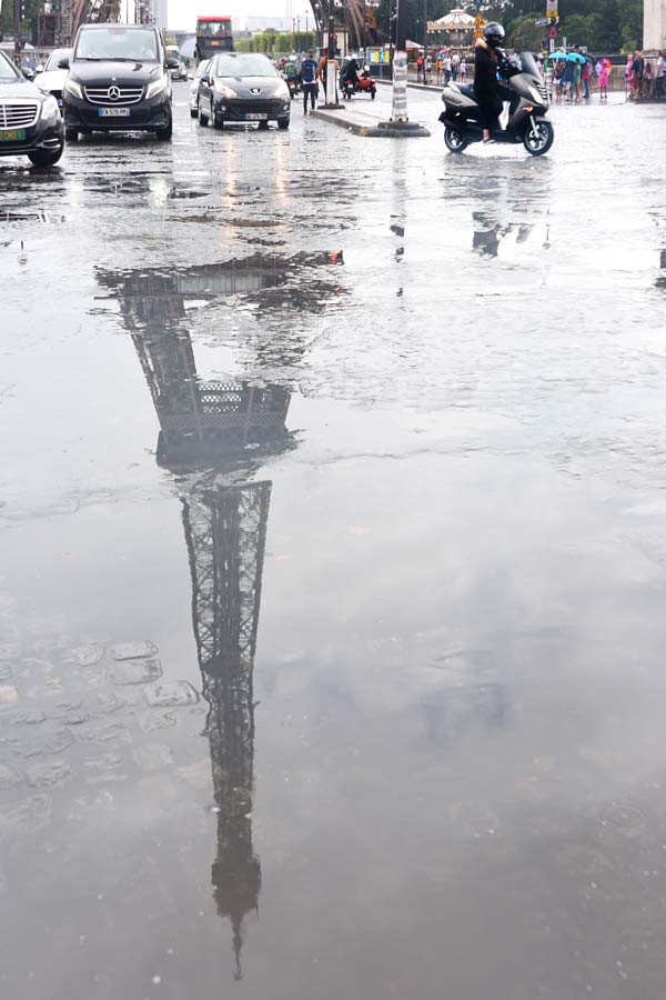 Eiffel Tower Reflected in Puddle by Jeanne Selep
