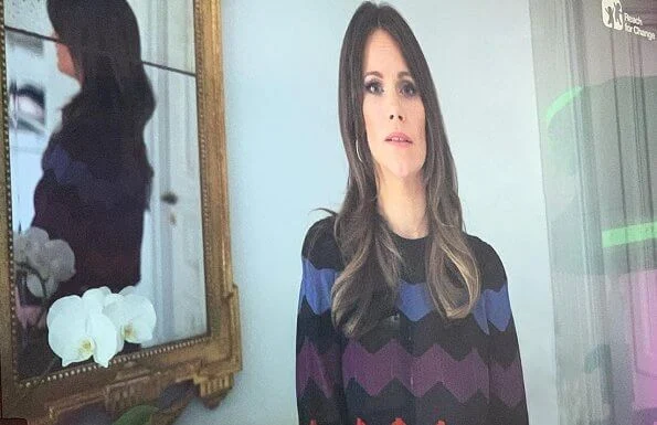 Princess Sofia wore By Malina Billie top, zigzag pattern sweater and skirt. Reach for Change Kinnevik Group