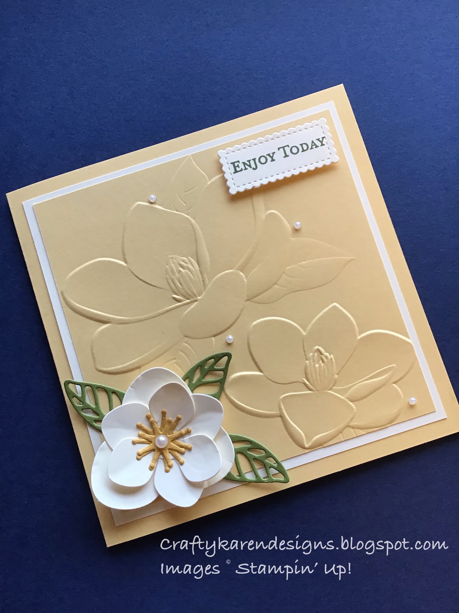 A Birthday Card with Magnolia 3D Embossing Folder
