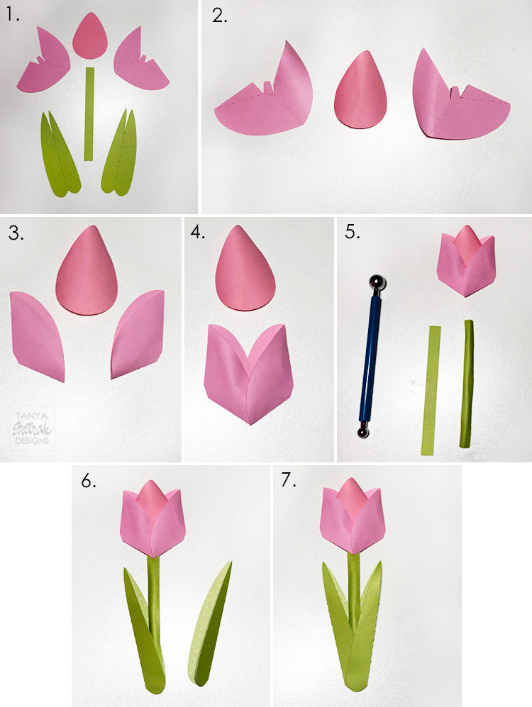 DIY 3D Paper Tulips Scrapbooking by Tanya Batrak
