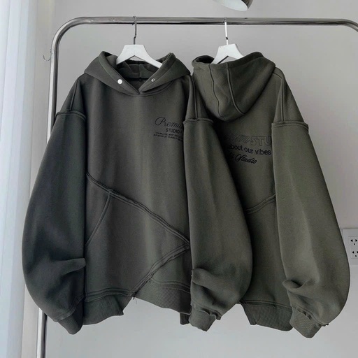 ÁO KHOÁC HOODIE NÚT BẤM FORM RỘNG PREM VẠT CHÉO CHẤT NỈ NGOẠI DÀY DẶN CÁ TÍNH 5