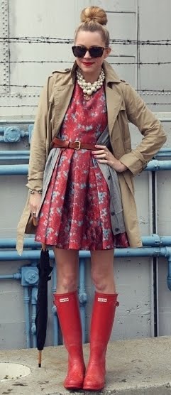 dress with rain boots