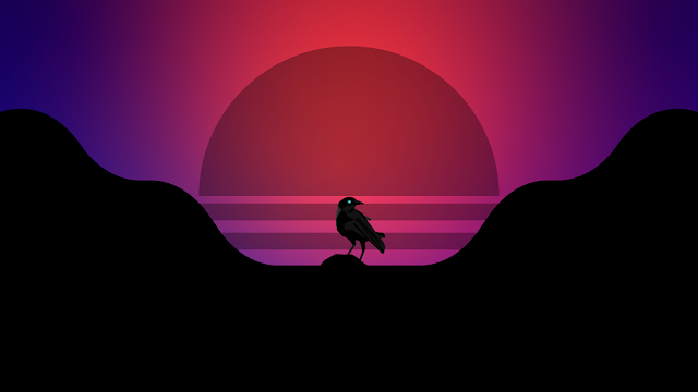 Synthwave style crow pc wallpaper 4k