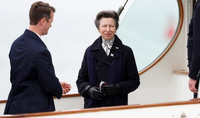 Prince Philip was Admiral of Royal Yacht Squadron. Princess Royal wore a navy jacket and black trousers