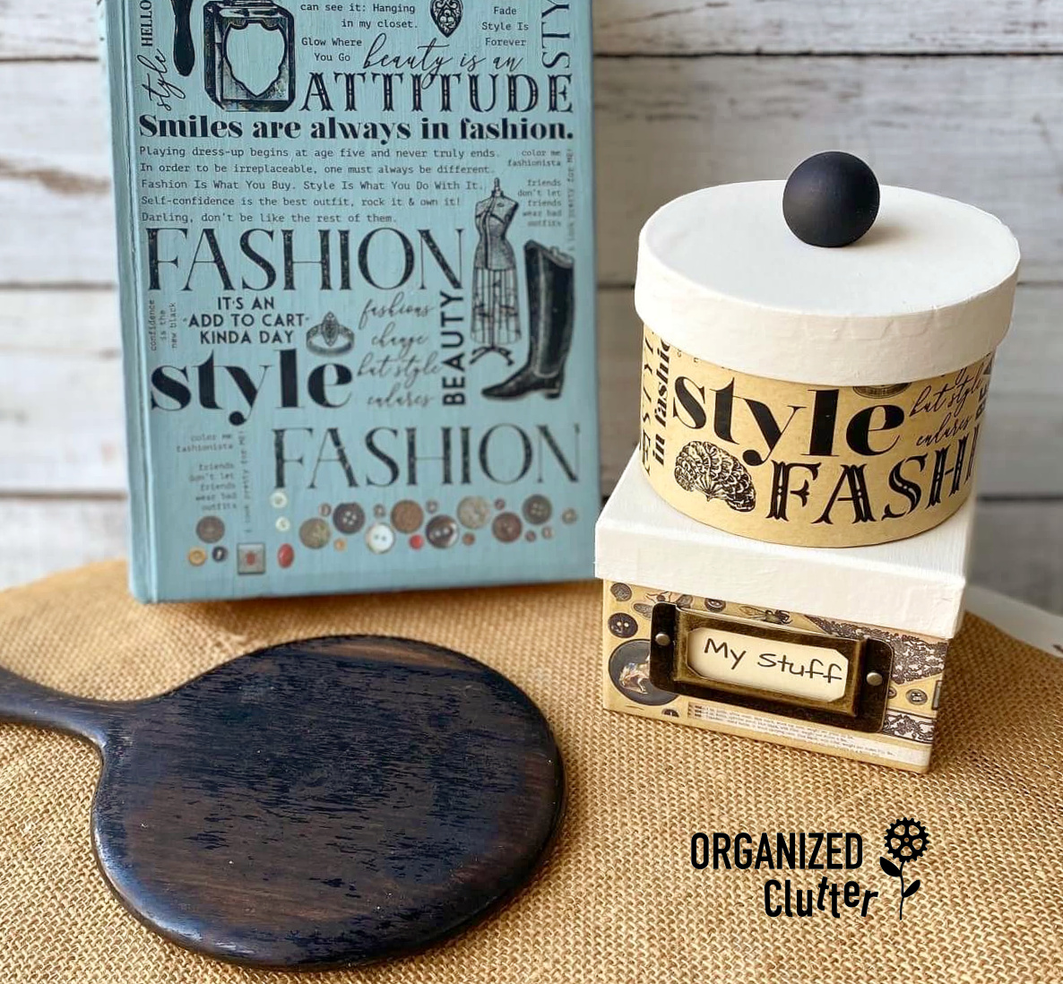 More Paper Mache Box Upcycles With Dollar Tree Rub On Transfers Organized Clutter