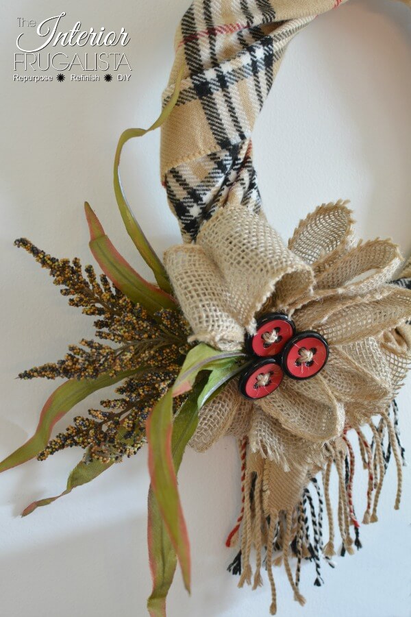 Who says scarves are just for wearing!  Here's an idea on how to recycle a knockoff Burberry scarf into a quick and easy fall wreath for little money.