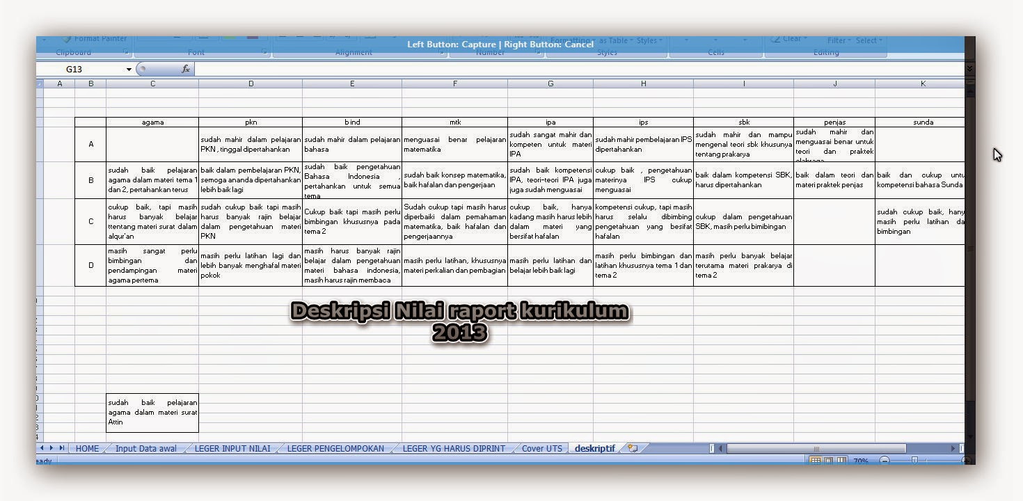 APLIKASI RAPORT UTS KURIKULUM 2013 DENGAN FORMAT EXCEL