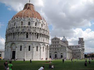 The baptistry with the cathedral in the background