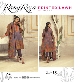 ZS Textile Reza Vol 1 Original Lawn Pakistani Collection 2020 New Design