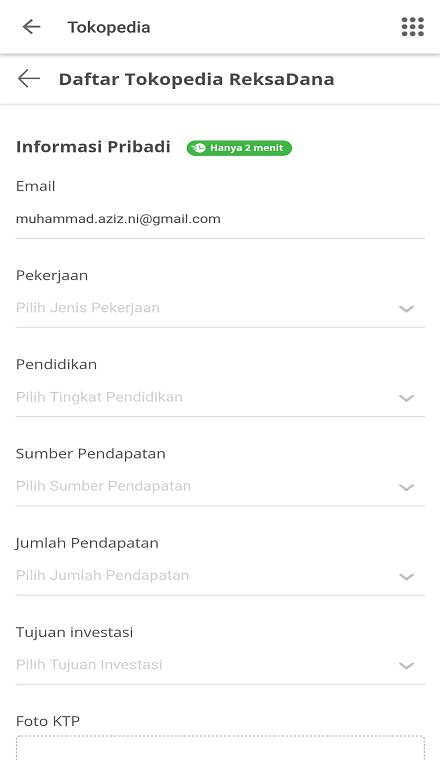 Mengisi Formulir Pendaftaran ReksaDana di Tokopedia. Mengisi Formulir Pendaftaran ReksaDana di Tokopedia.