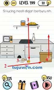 level 199 brain test si kucing mesti diajari berburu nih