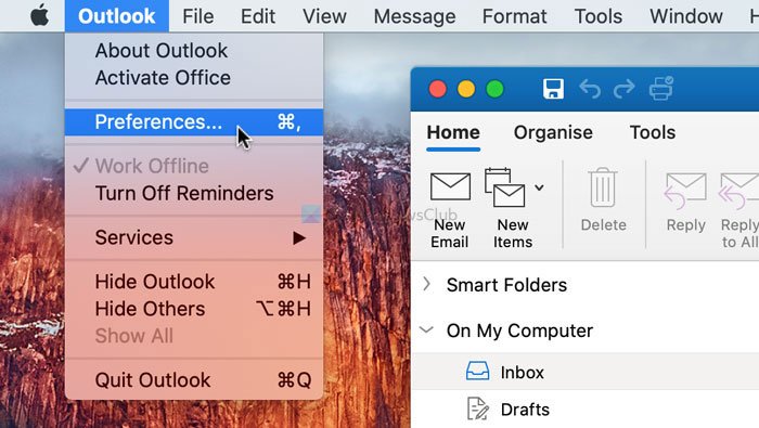 Cómo desactivar el recordatorio de Outlook y el sonido del recordatorio en Mac