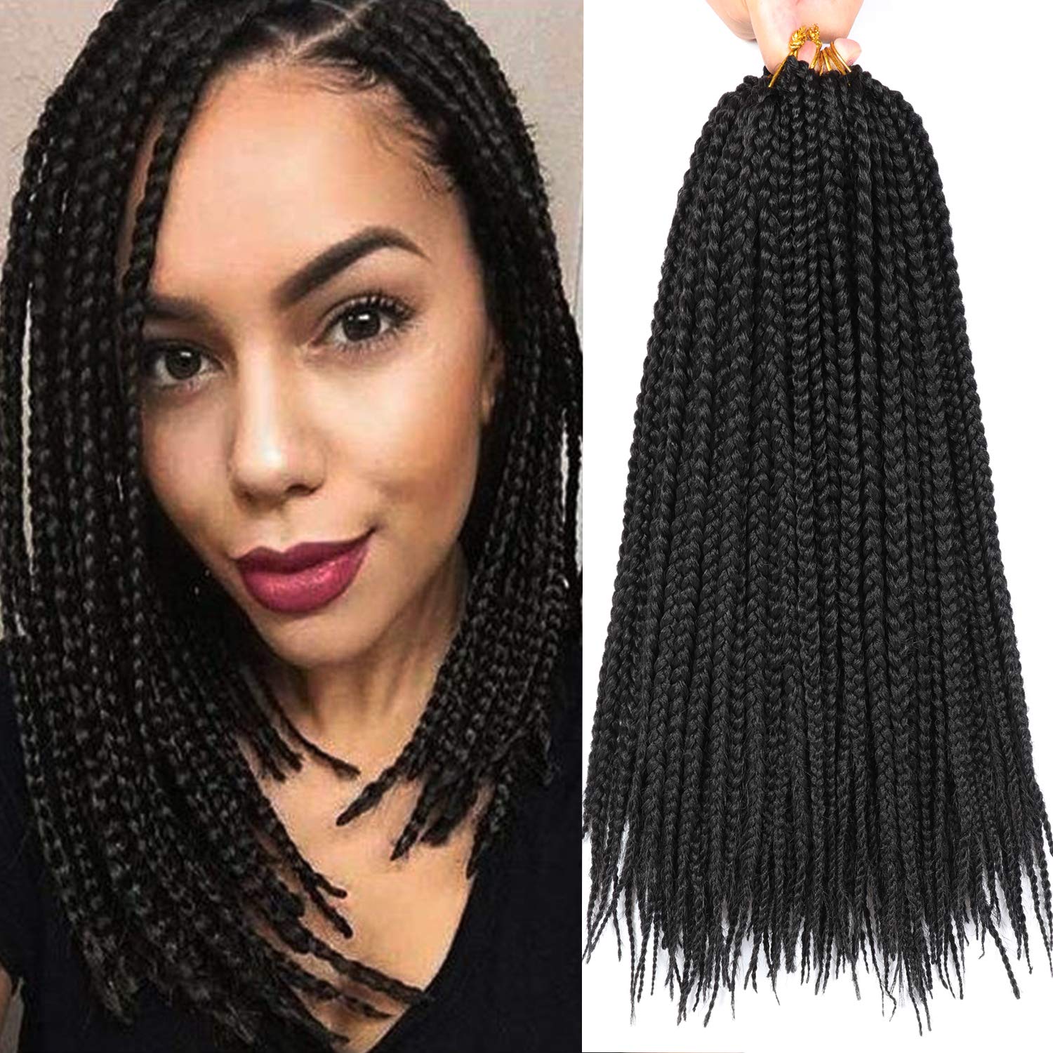 Medium Box Braids Crochet Hair Extensions Synthetic Hair Crochet Braids