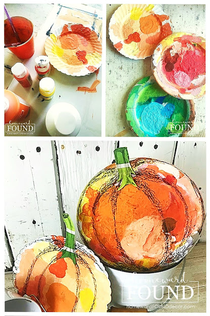 art,art class,wall art,pumpkins,painting,crafting,fall,diy decorating,DIY,decorating,re-purposing,up-cycling,junk makeover,wreaths,color,home decor, fall home decor, fall pumpkin decor, creative pumpkins, plastic plate pumpkins,Dollar Tree crafts,paint brush crafts