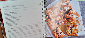 Hot Bakewell Blondies recipe in a cookbook
