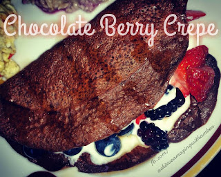 chocolate recipes, chocolate for breakfast, chocolate shakeology recipes, crepe recipes, healthy crepe recipes, fixate recipes, fixate chocolate protein crepes, 21 day fix recipes, 21 day fix container counts