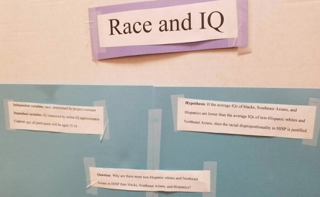 High school science fair project questioning African American intelligence sparks outrage