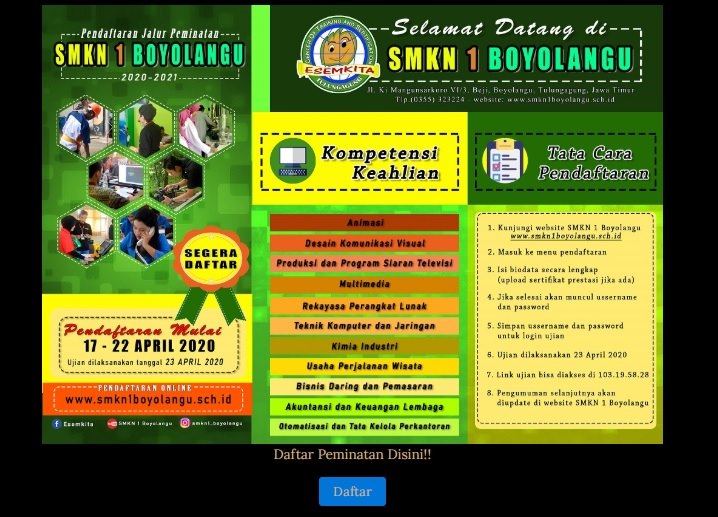 Pengumuman Penerimaan Siswa Baru Smkn 1 Boyolangu Tulungagung Ppdb 2020 2021