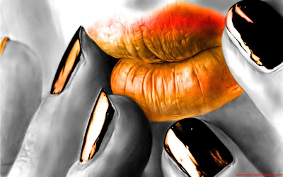 Orange lips wallpaper