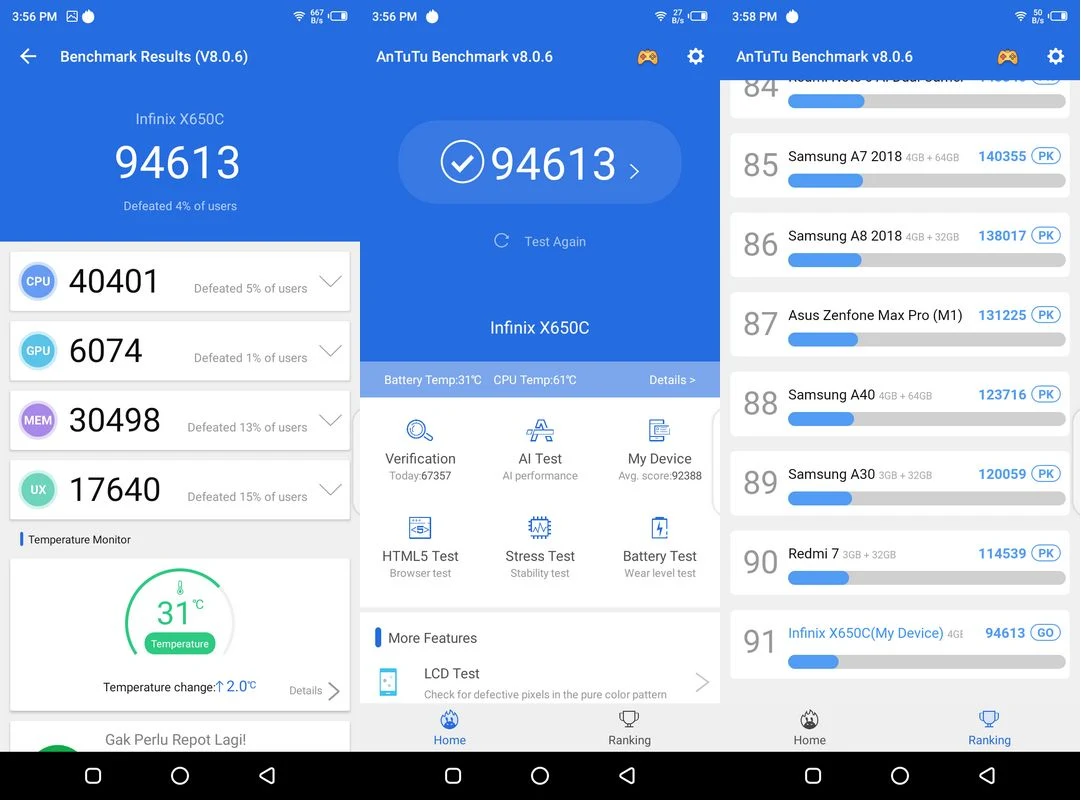 Benchmark AnTuTu v8.0.6 Infinix Hot 8