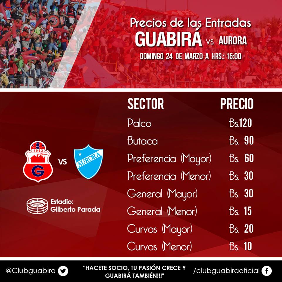 Club Aurora - La venta de entradas Aurora vs Guabirá