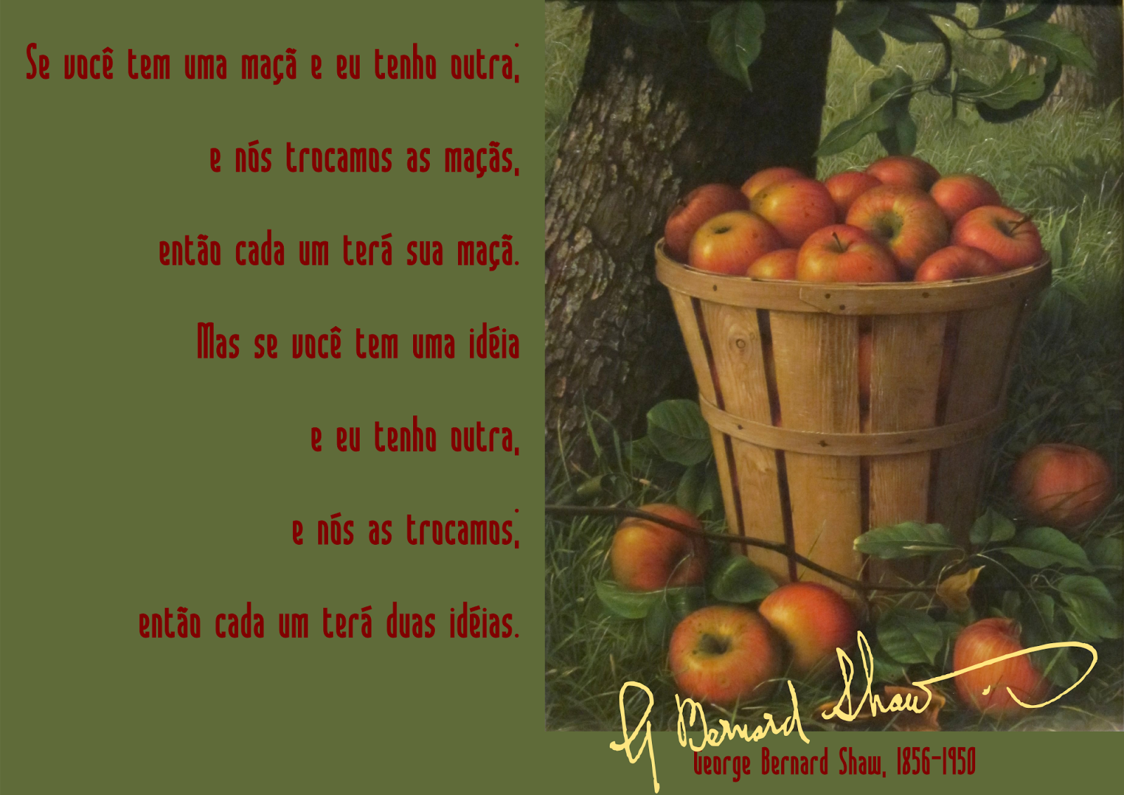 Colecionador de Frases: Se você tem uma maçã e eu tenho outra ...