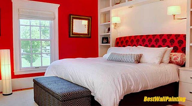 Red and White Bedroom Bed Set
