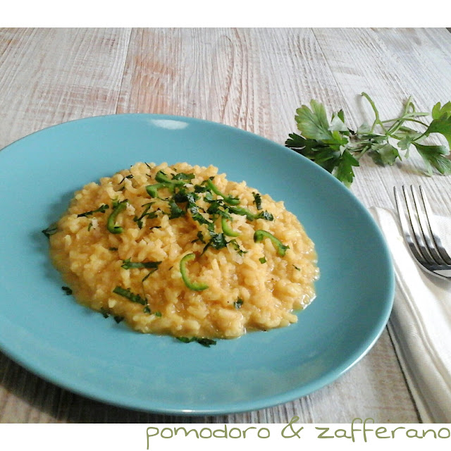 pomodoro e zafferano Risotto allo yogurt e curry