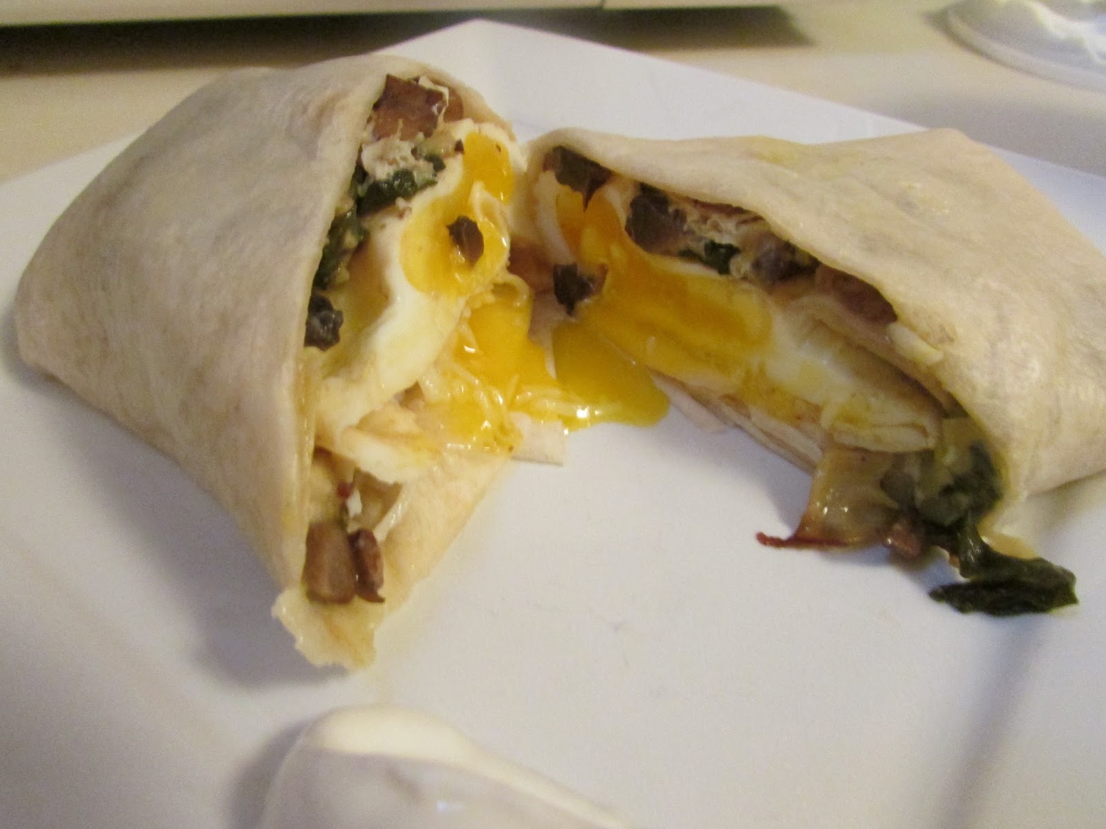 Spinach Artichoke and Mushroom Breakfast Burritos