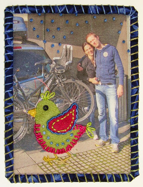 Robin Atkins, Travel Diary Quilt, detail, Emese and Jacob, Denmark