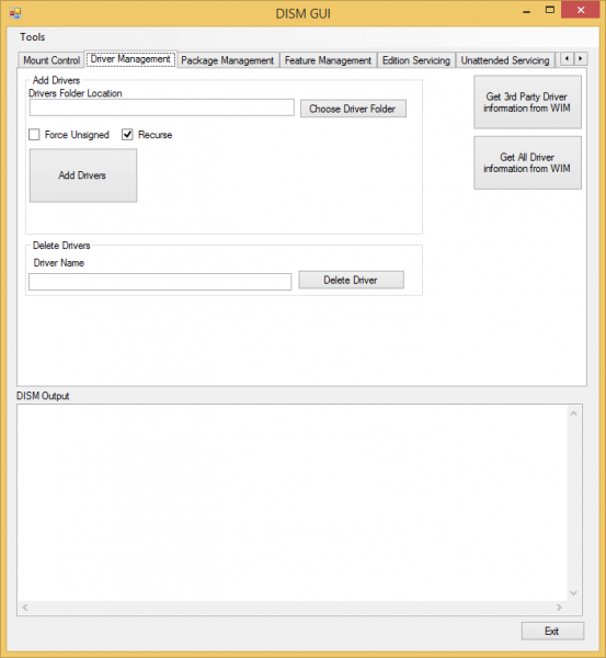 Interfaz gráfica de usuario de DISM para Windows 10