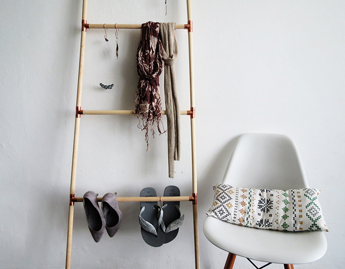 DIY wooden and copper blanket ladder Ohoh Blog