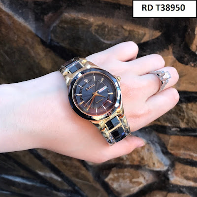 Đồng hồ đeo tay RD T38950 mặt tròn dây đá ceramic đen đẹp xuất sắc