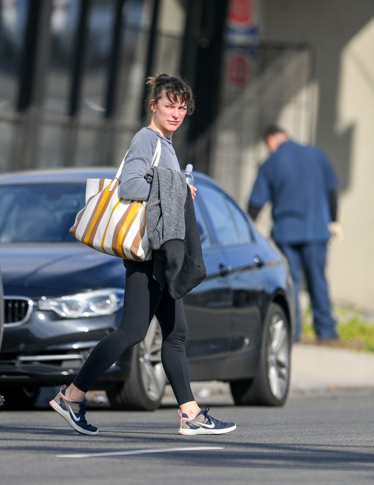 Milla Jovovich Clicked While Leaving a Gym in LA