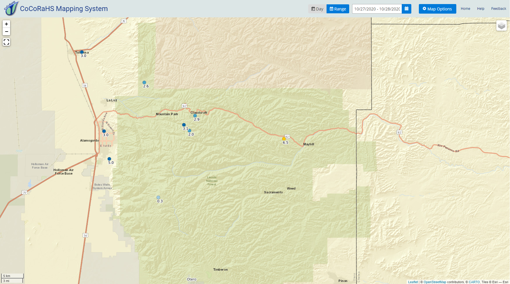 2Day New Mexico Snowfall Summary.