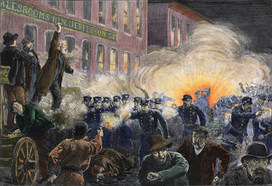 Dynamite Bomb Exploding Among Police Ranks  during the Haymarket Square Riot in Chicago, c.1886