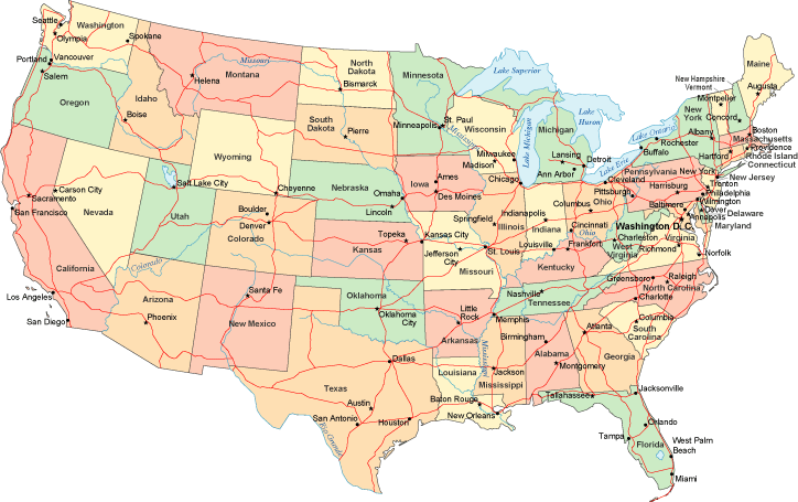 USA Map With States And Cities Pictures | Map of Manhattan City Pictures