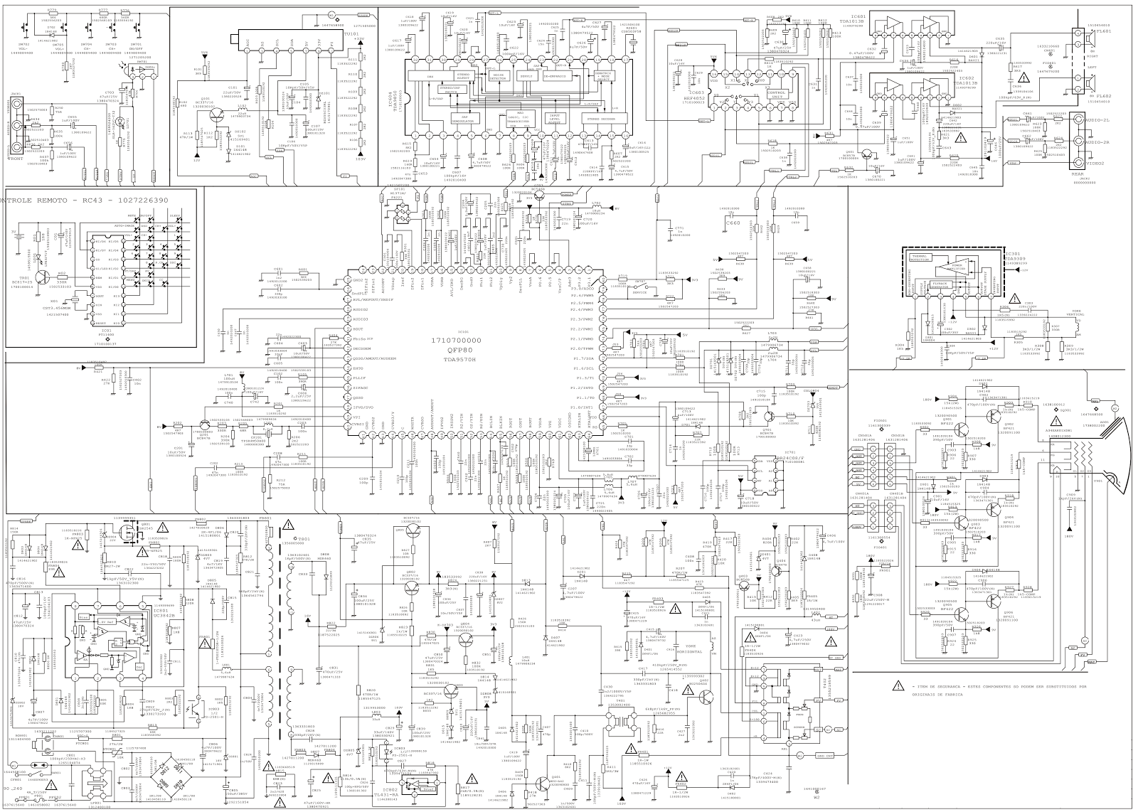 manguonblog: Color TV circuit diagram – CRT type – Using ICs TDA9850